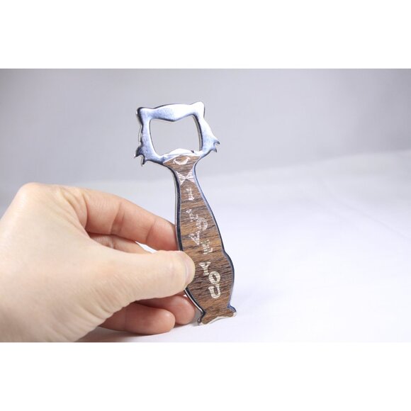 Vintage SET 2 cat bottle openers, Kiss Dont Kill / I Love You, femicide feminism - Picture 3 of 7